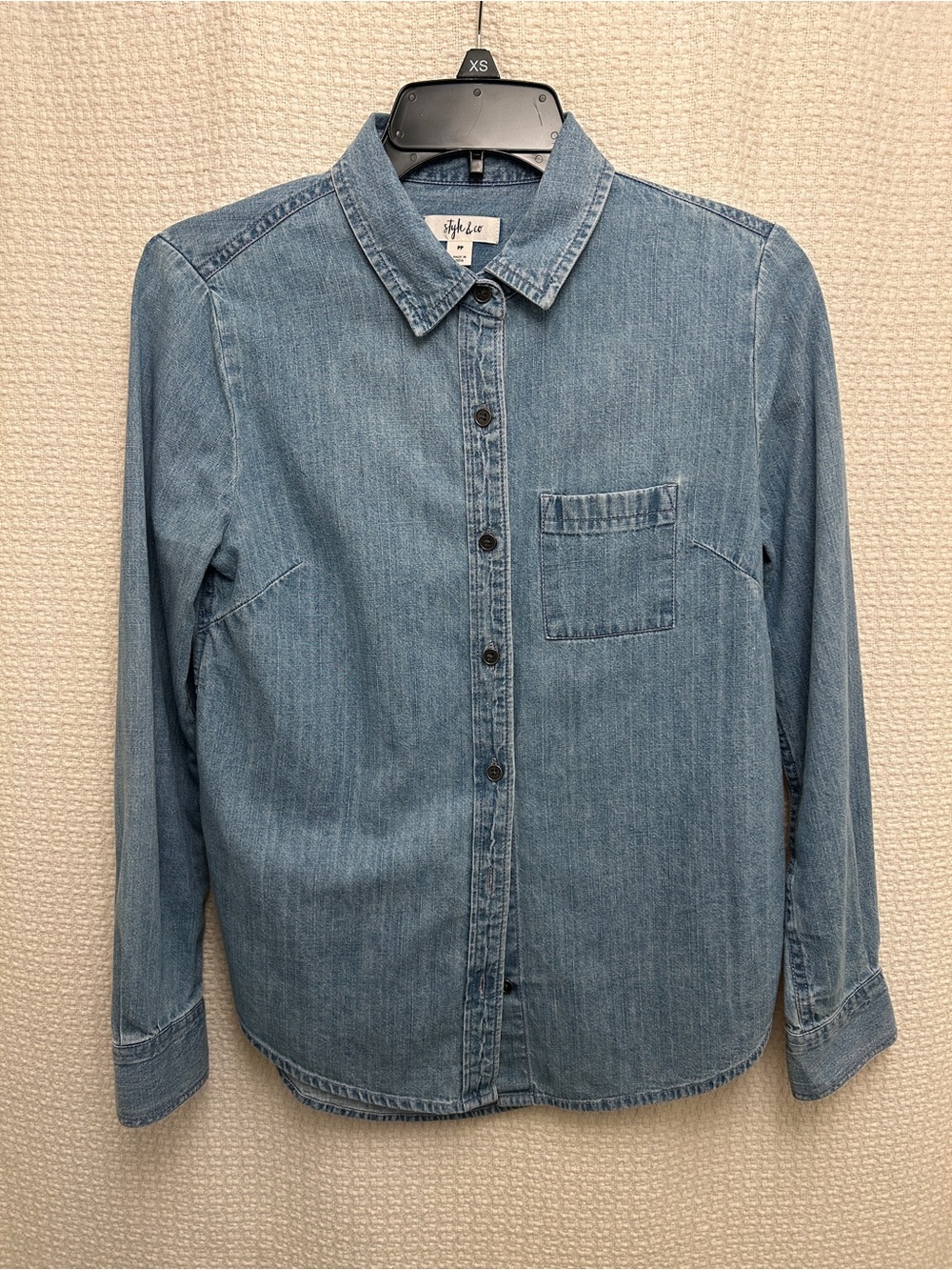 Style & Co. Light Blue Denim Shirt with Collar